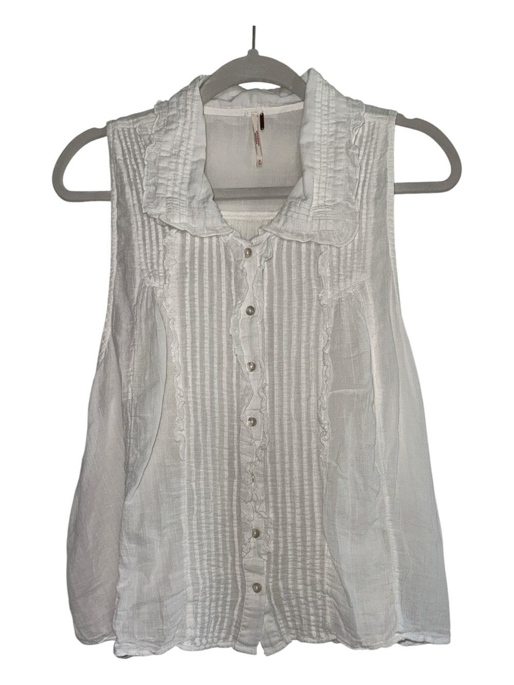 Free People FP One Empire Tiers Tank Top White Cotton Gauze M Like New